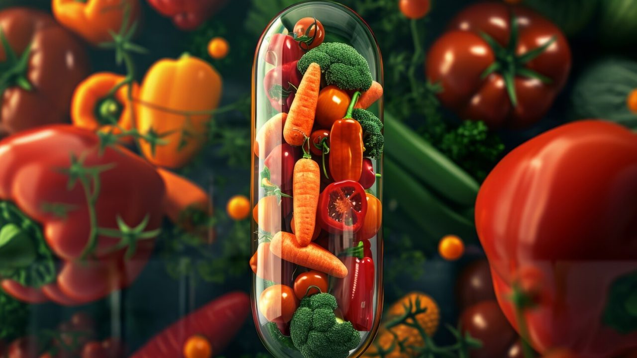 vista-de-alimentos-saudaveis-encapsulados-em-recipientes-em-forma-de-pilula_23-2151344779